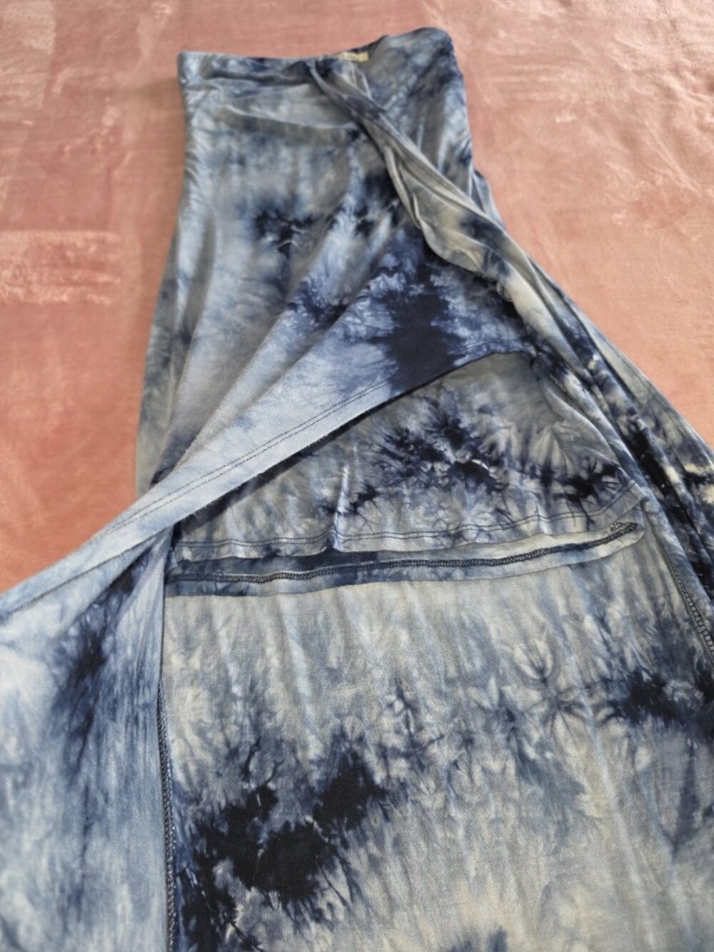 Heart Hips Blue/Gray Tie Dye Strapless Stretch Maxi Dress Womens Size S - Picture 8 of 8